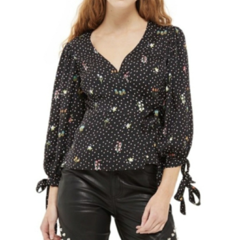 Topshop wrap around blouse.